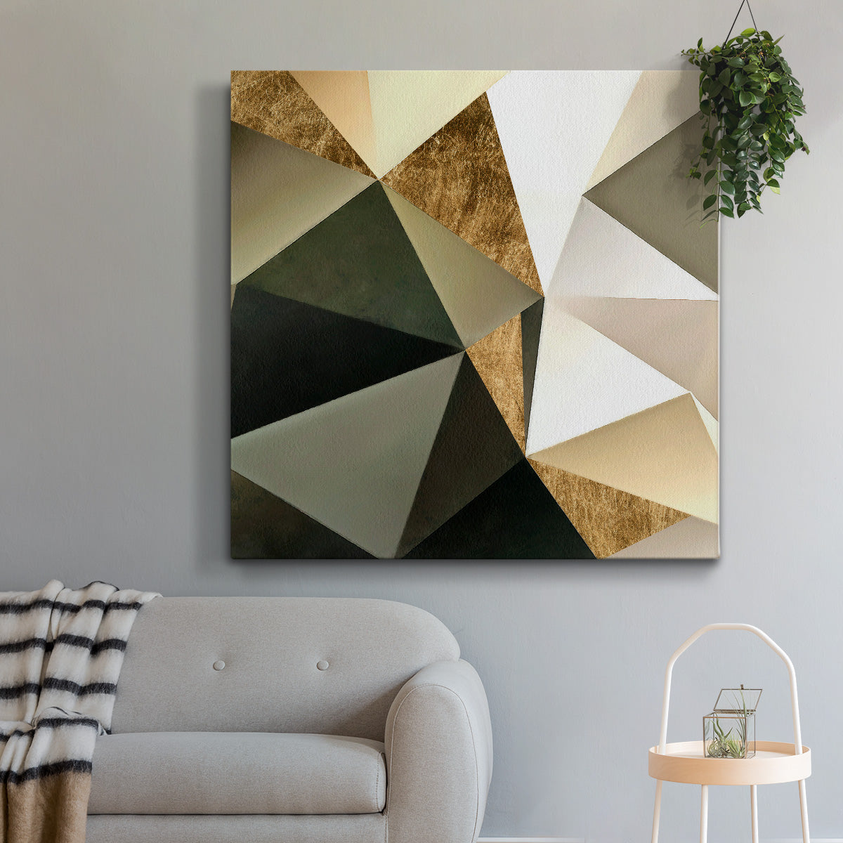 Gold Polygon Wall I-Premium Gallery Wrapped Canvas - Ready to Hang