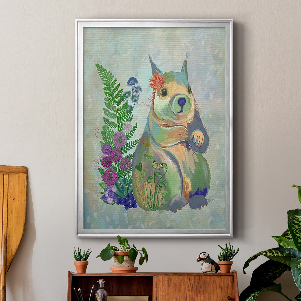 Fantastic Florals Squirrel Premium Framed Print - Ready to Hang