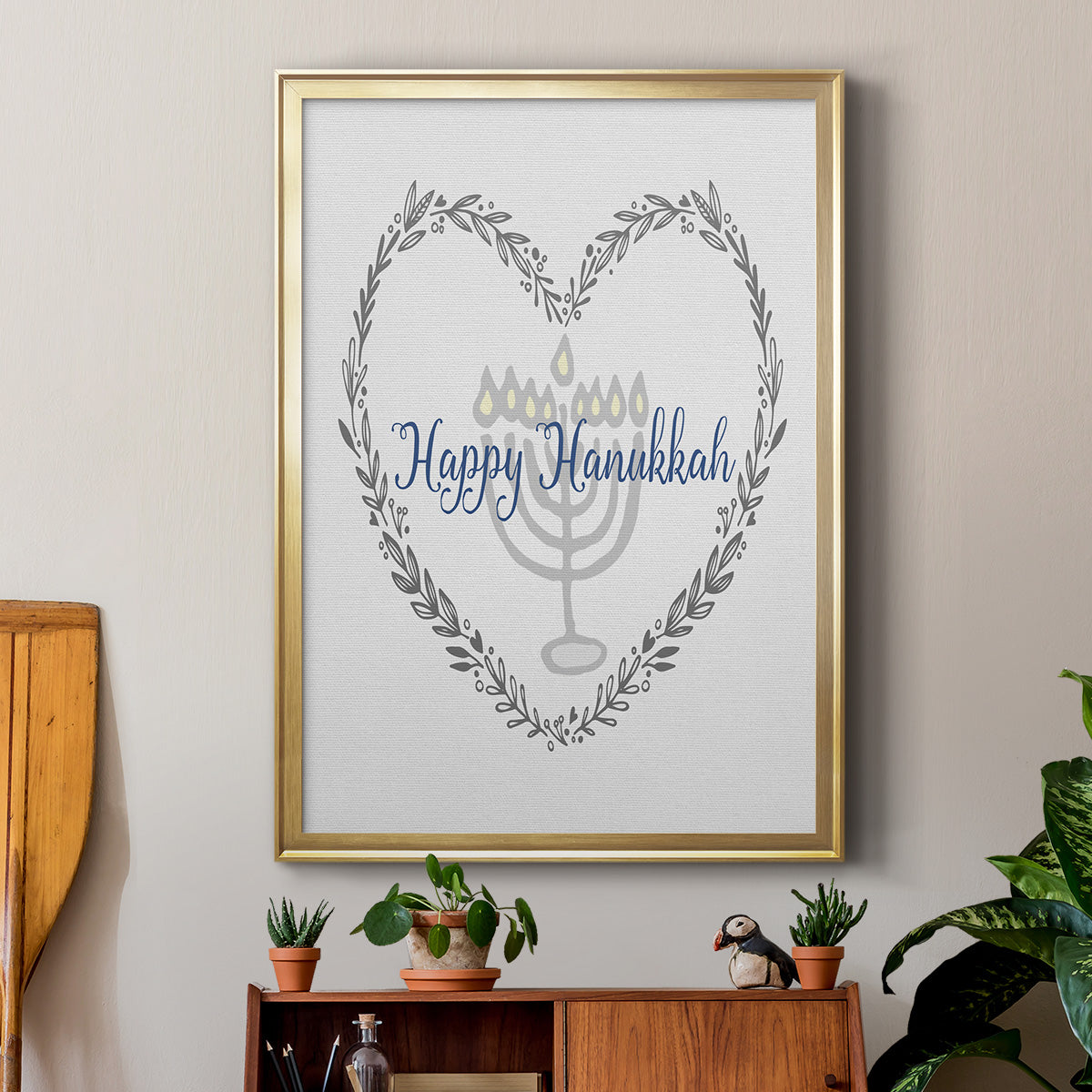 Hanukkah Heart Premium Framed Print - Ready to Hang