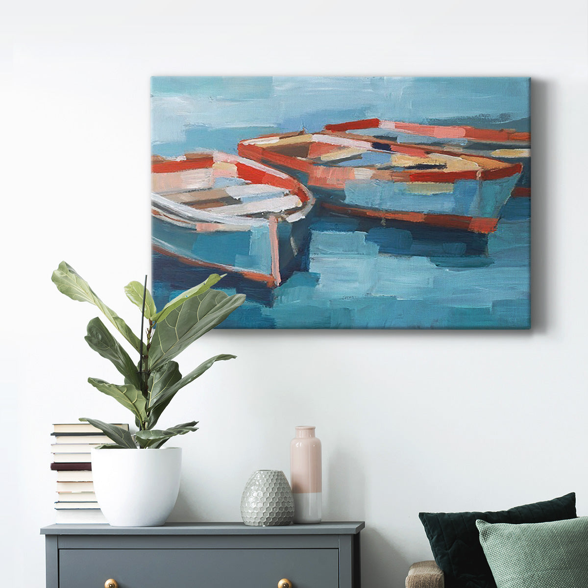 Primary Boats II Premium Gallery Wrapped Canvas - Ready to Hang