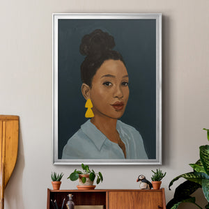 Figure in Yellow Earring Premium Framed Print - Ready to Hang