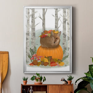 Fox Curled on Pumpkin Premium Framed Print - Ready to Hang