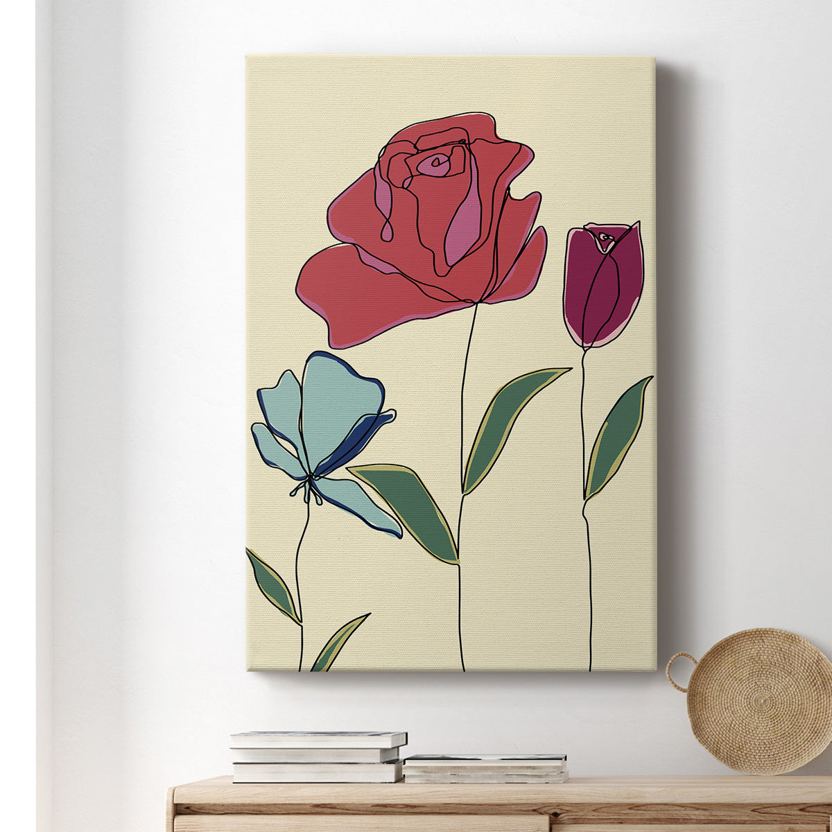 Colored Floral I Premium Gallery Wrapped Canvas - Ready to Hang
