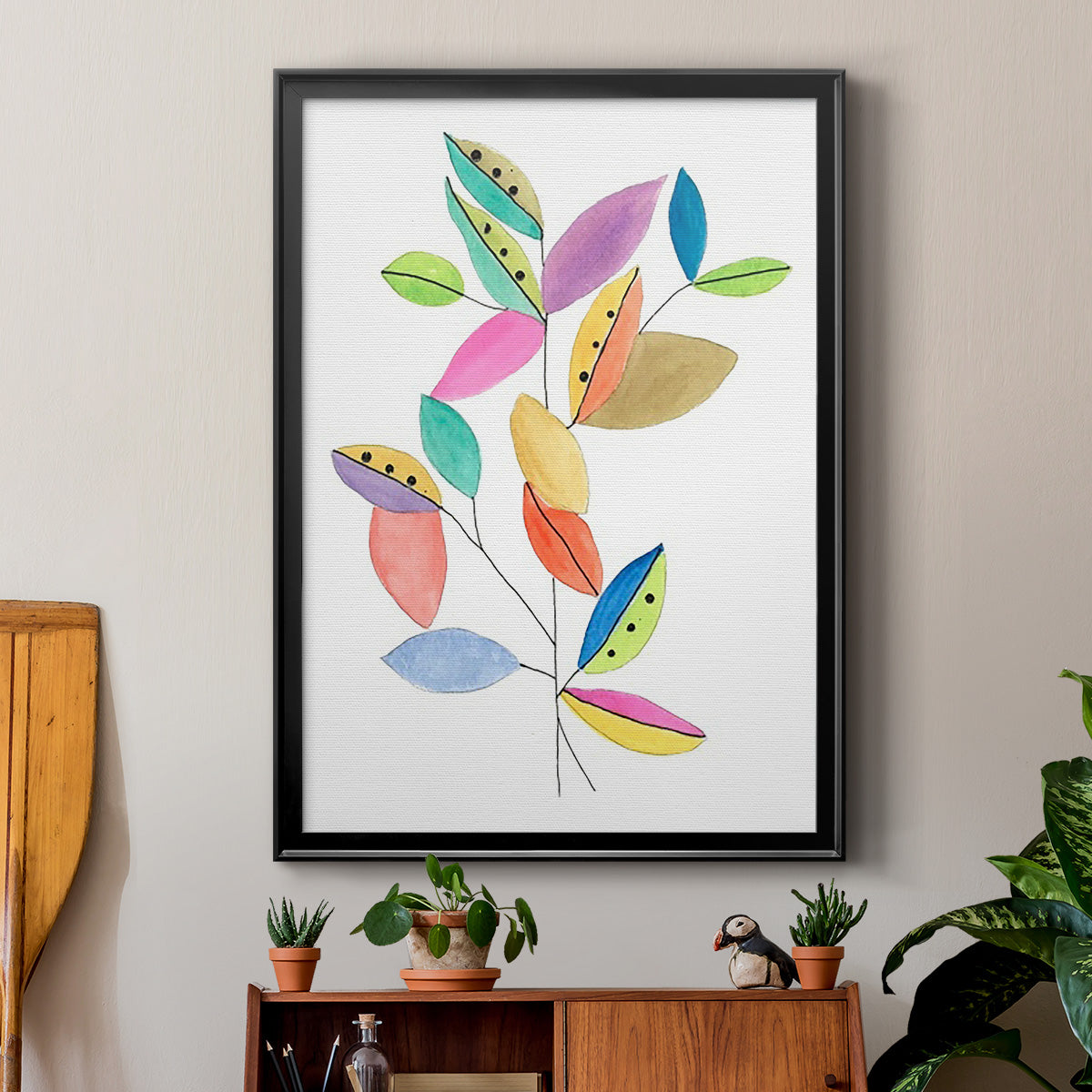 Color Pop Leaves II Premium Framed Print - Ready to Hang