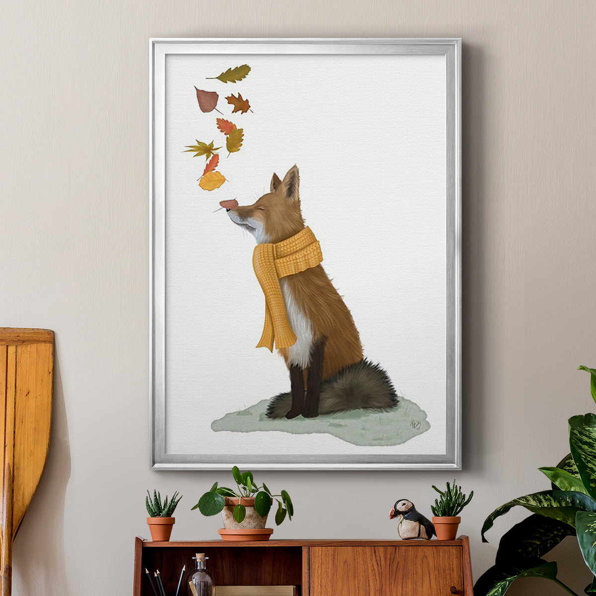 Fox Leaves on Nose Premium Framed Print - Ready to Hang