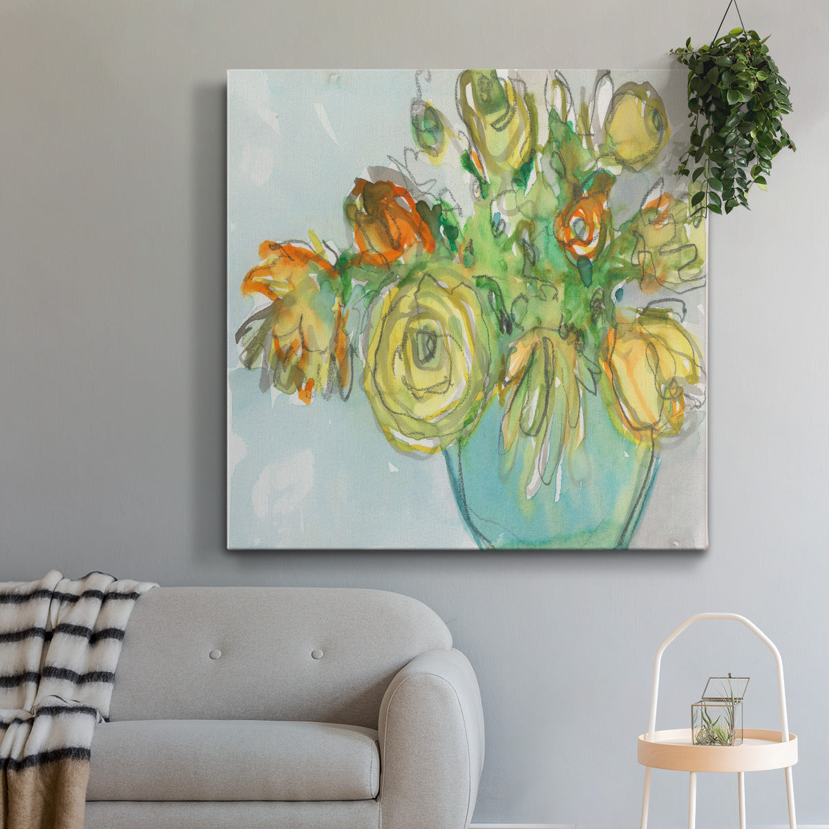Spring Floral Accent I-Premium Gallery Wrapped Canvas - Ready to Hang