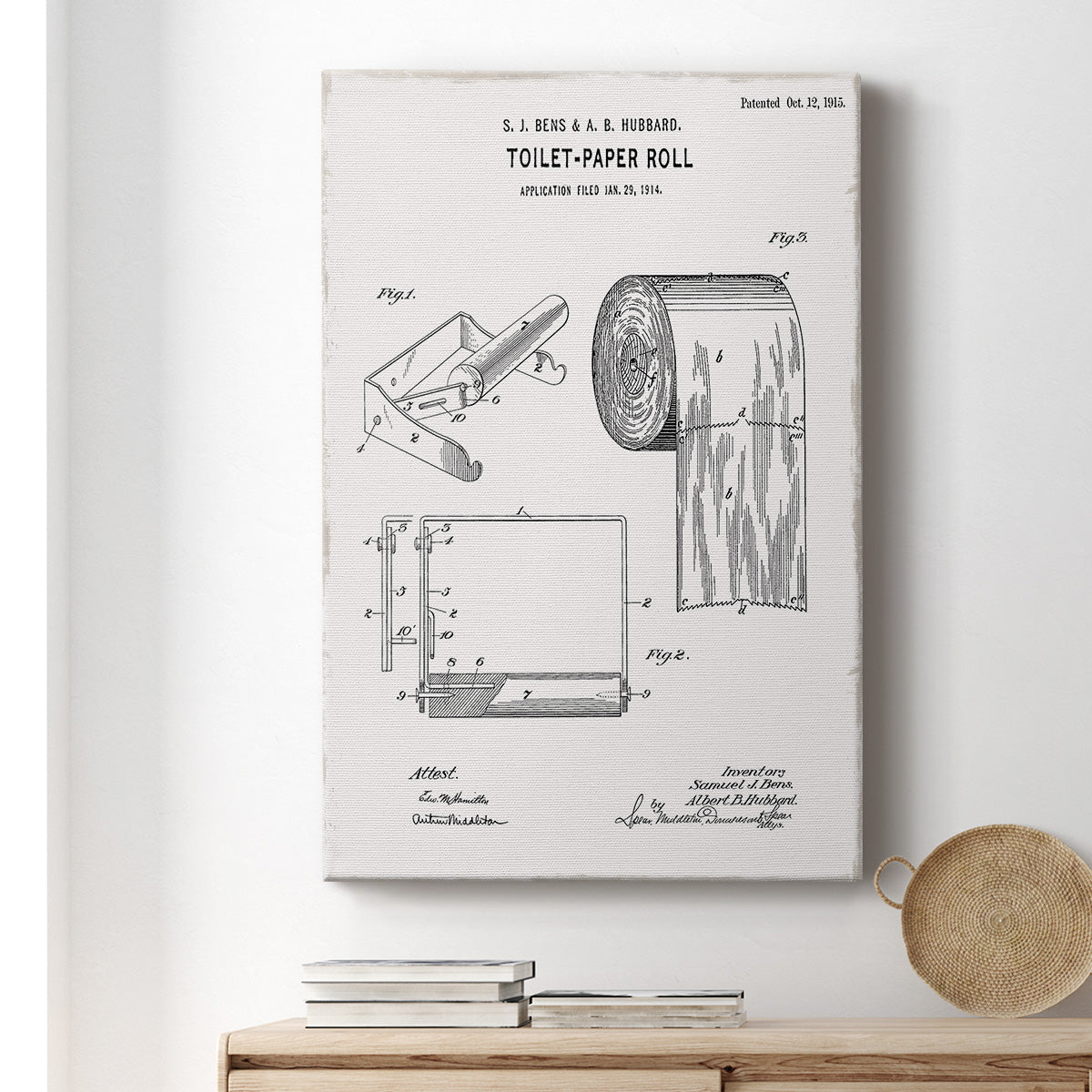 Toilet Paper Patent I Premium Gallery Wrapped Canvas - Ready to Hang