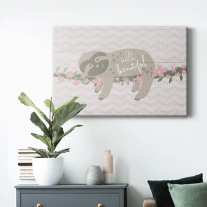 Floral Sloth Premium Gallery Wrapped Canvas - Ready to Hang