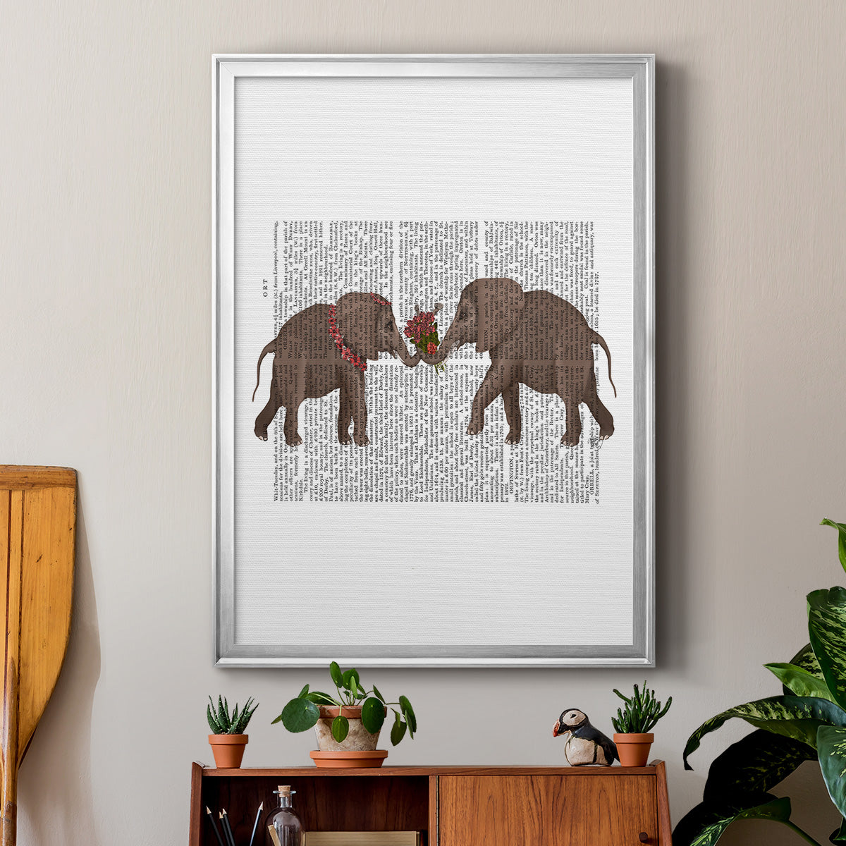 Elephant Bouquet, Landscape Premium Framed Print - Ready to Hang