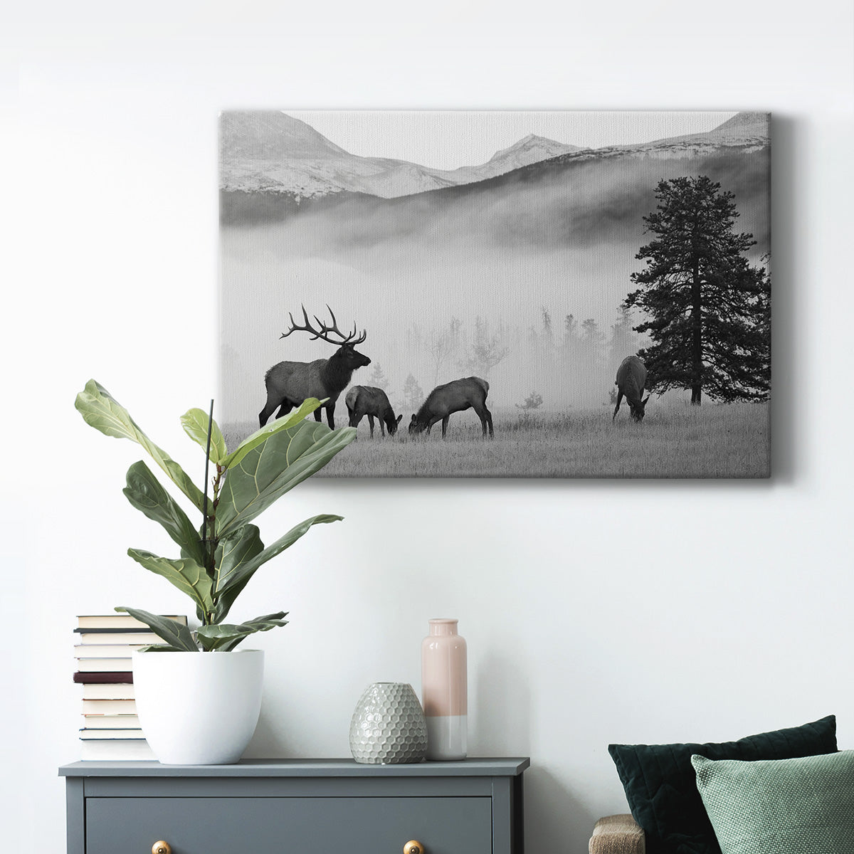 Mountain Elk Premium Gallery Wrapped Canvas - Ready to Hang
