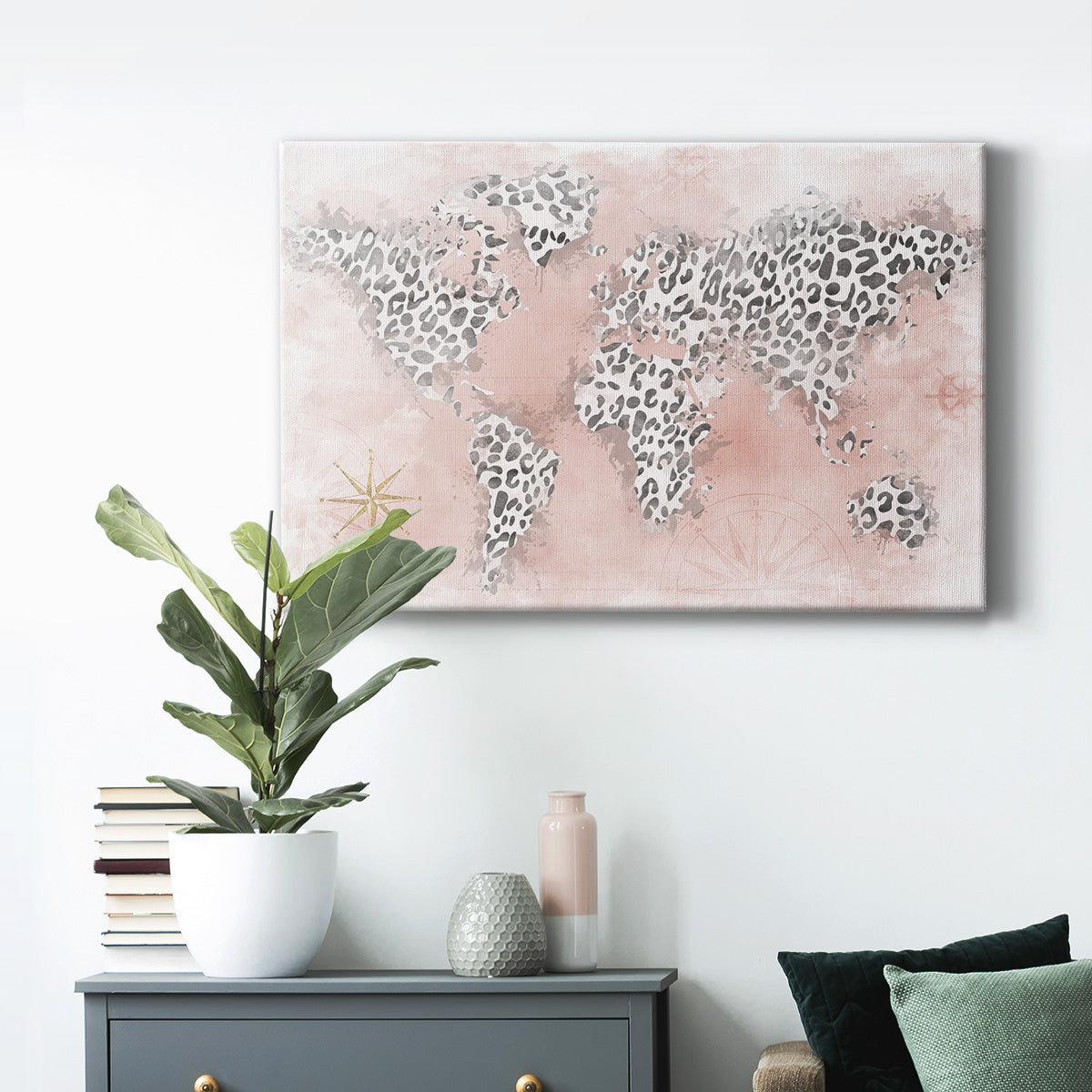 Pink Cheetah Map Premium Gallery Wrapped Canvas - Ready to Hang