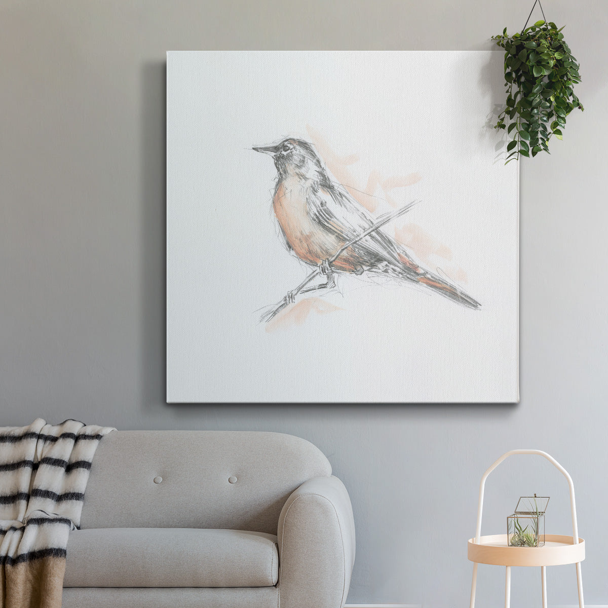Robin Bird Sketch II-Premium Gallery Wrapped Canvas - Ready to Hang