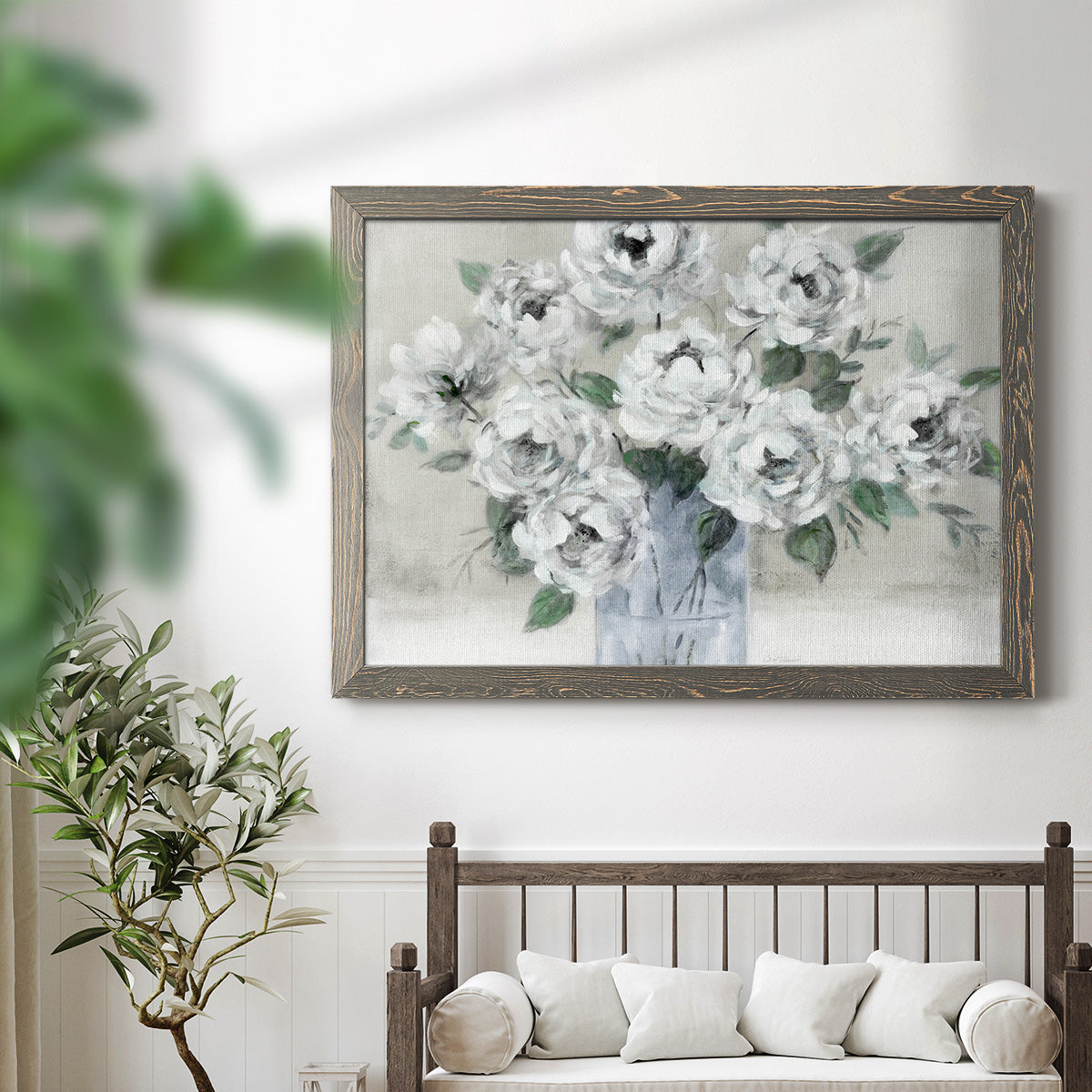 Tender White Roses-Premium Framed Canvas - Ready to Hang