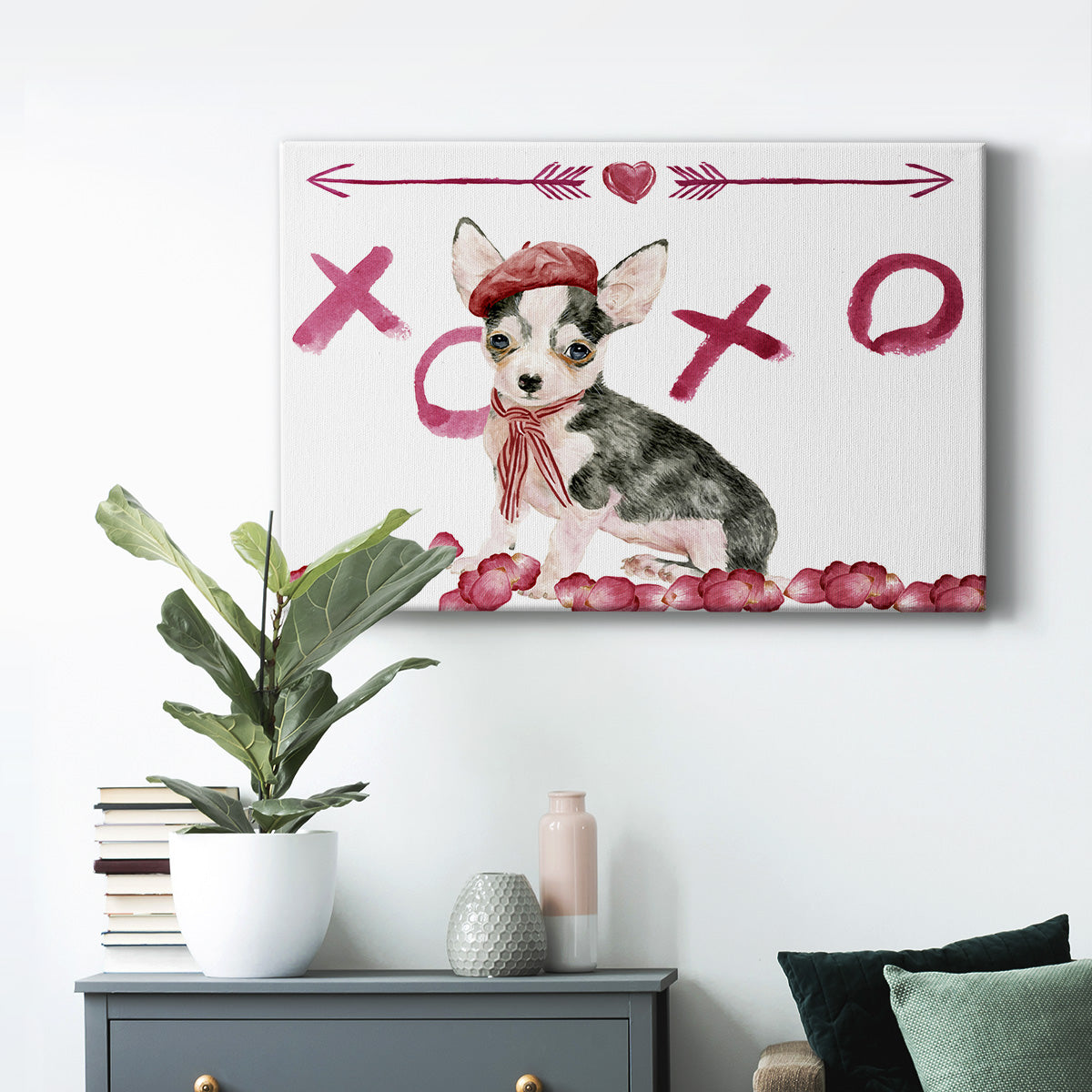 Puppy Valentine Collection A Premium Gallery Wrapped Canvas - Ready to Hang