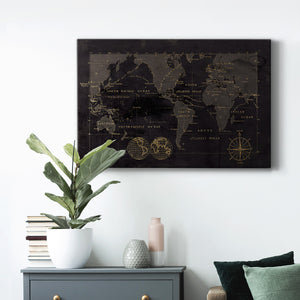 Black Gold Map Premium Gallery Wrapped Canvas - Ready to Hang