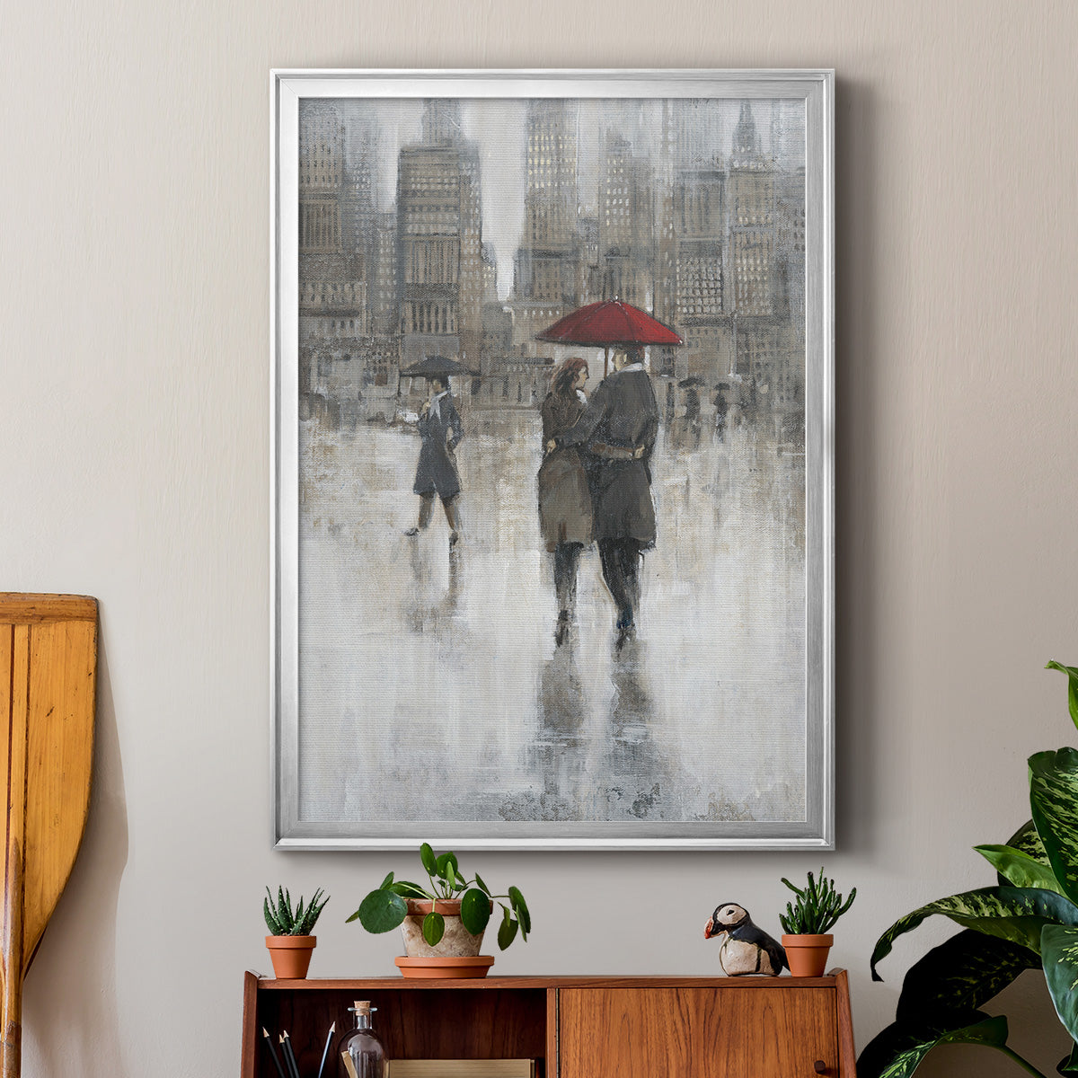 Rain in The City II Premium Framed Print - Ready to Hang