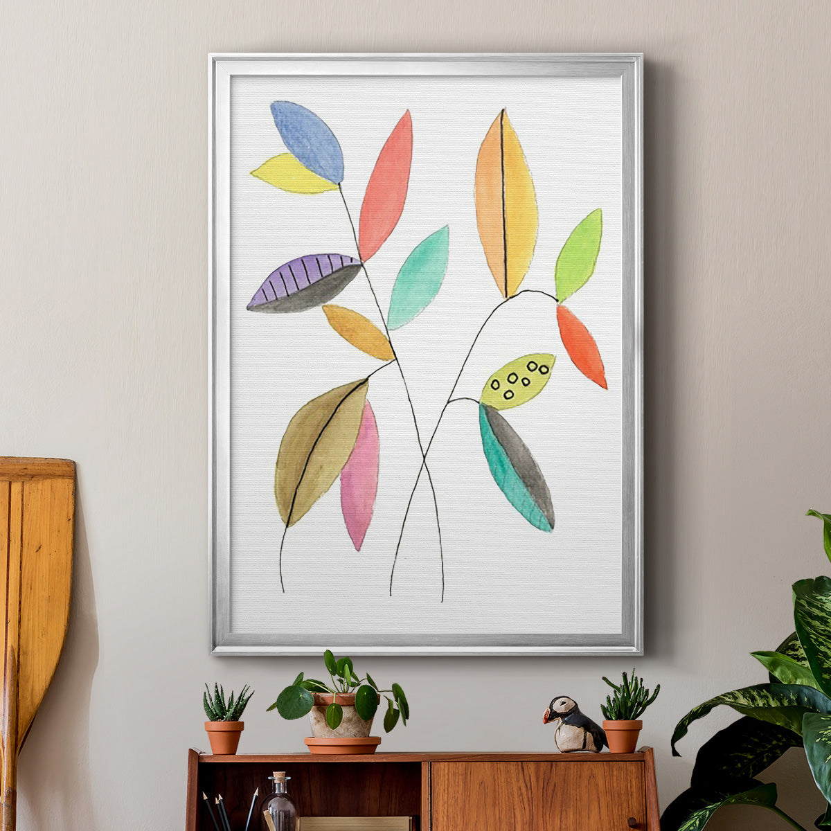Color Pop Leaves IV Premium Framed Print - Ready to Hang