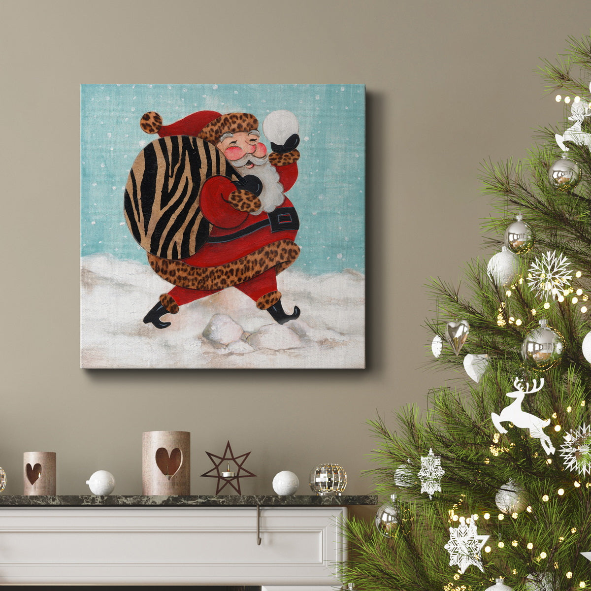 Santa And A Bay Of Toys-Premium Gallery Wrapped Canvas - Ready to Hang