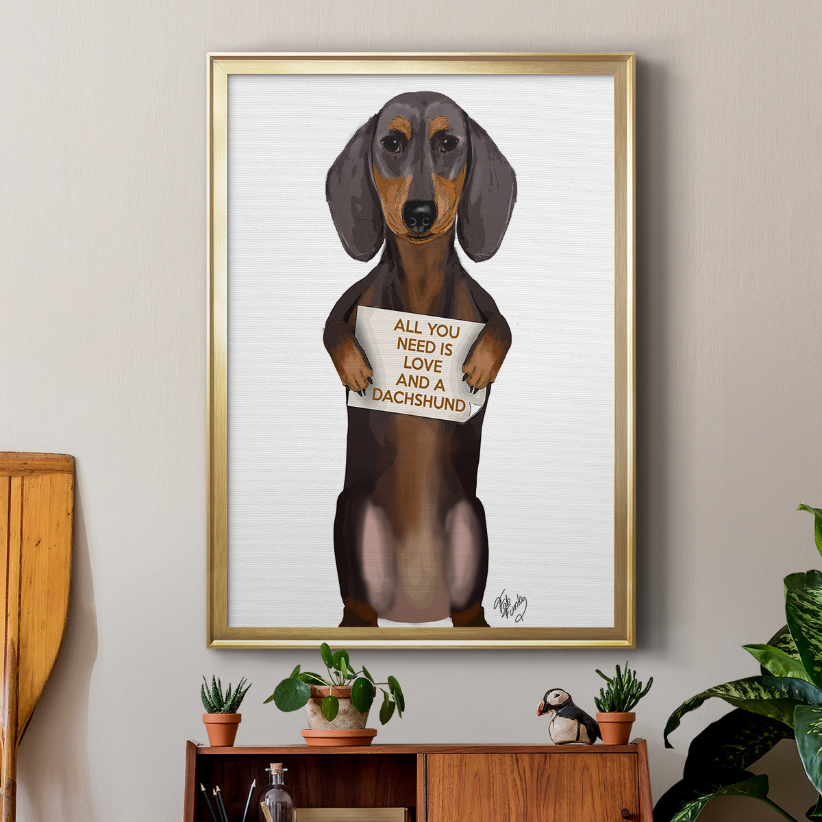Love and Dachshund Premium Framed Print - Ready to Hang