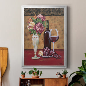 Vintage Flowers and Wine I Premium Framed Print - Ready to Hang