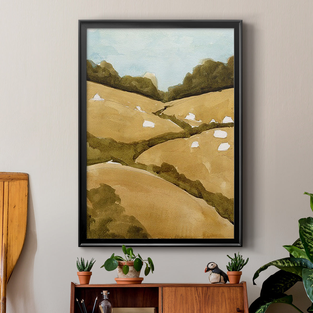 Scattered Sheep I Premium Framed Print - Ready to Hang