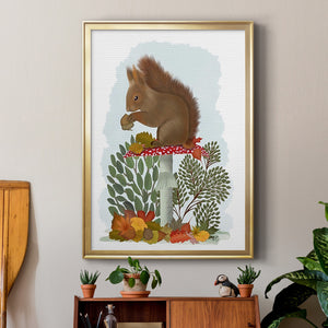 Red Squirrel On Mushroom Premium Framed Print - Ready to Hang