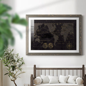 Black Gold Map-Premium Framed Print - Ready to Hang