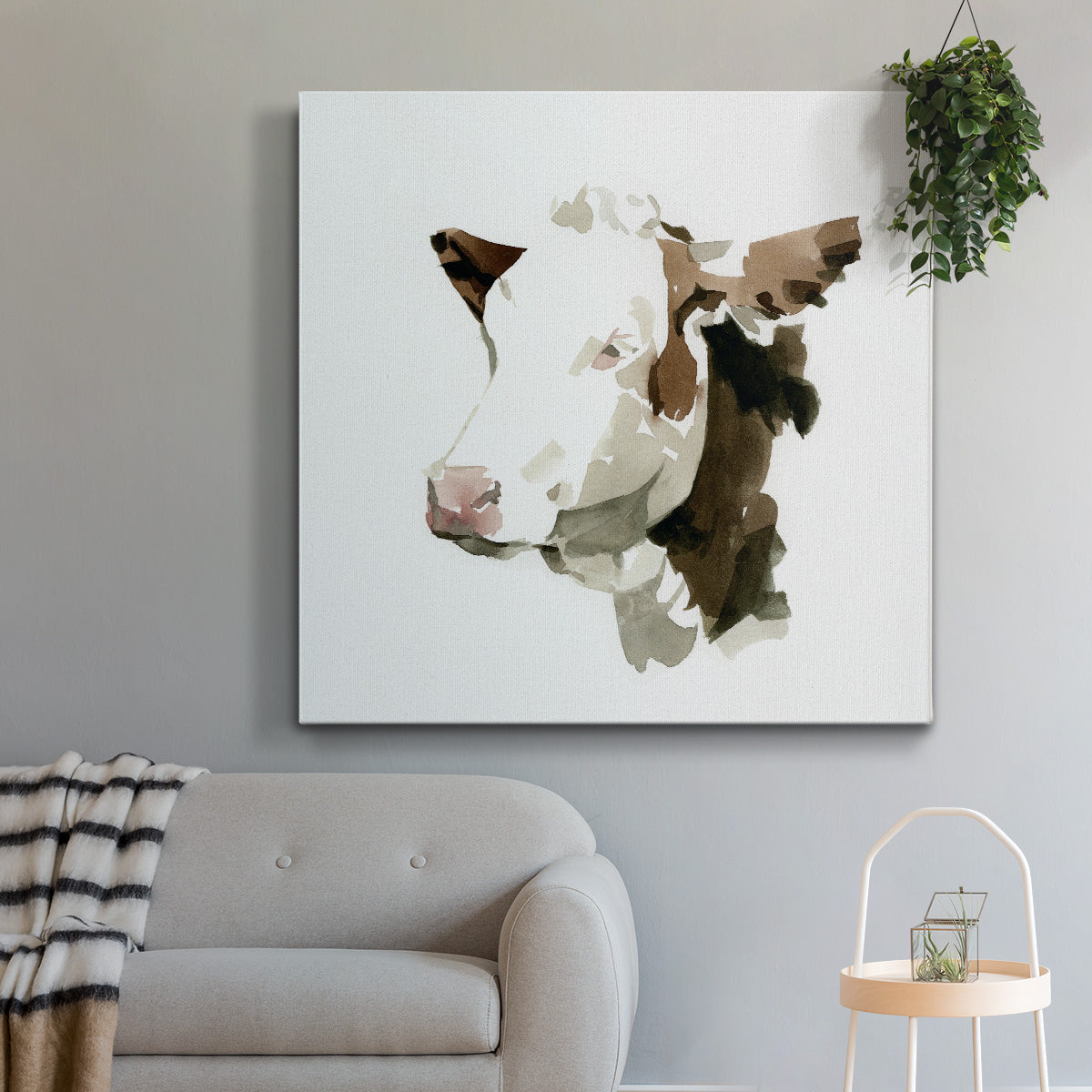 Watercolor Bovine II-Premium Gallery Wrapped Canvas - Ready to Hang