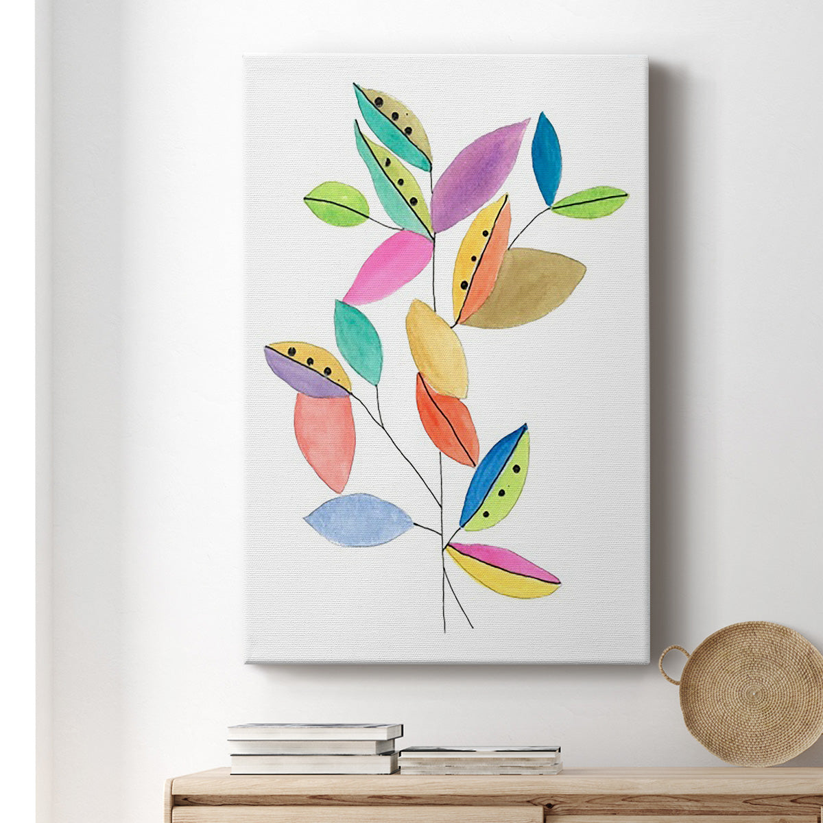 Color Pop Leaves II Premium Gallery Wrapped Canvas - Ready to Hang
