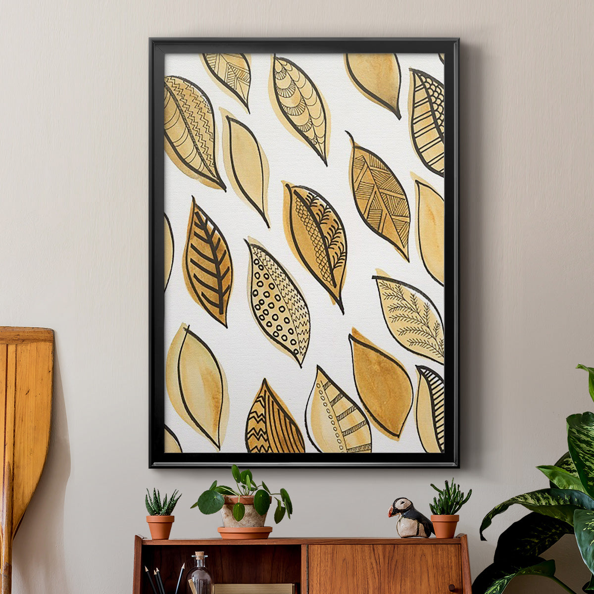Patterned Leaf Shapes II Premium Framed Print - Ready to Hang