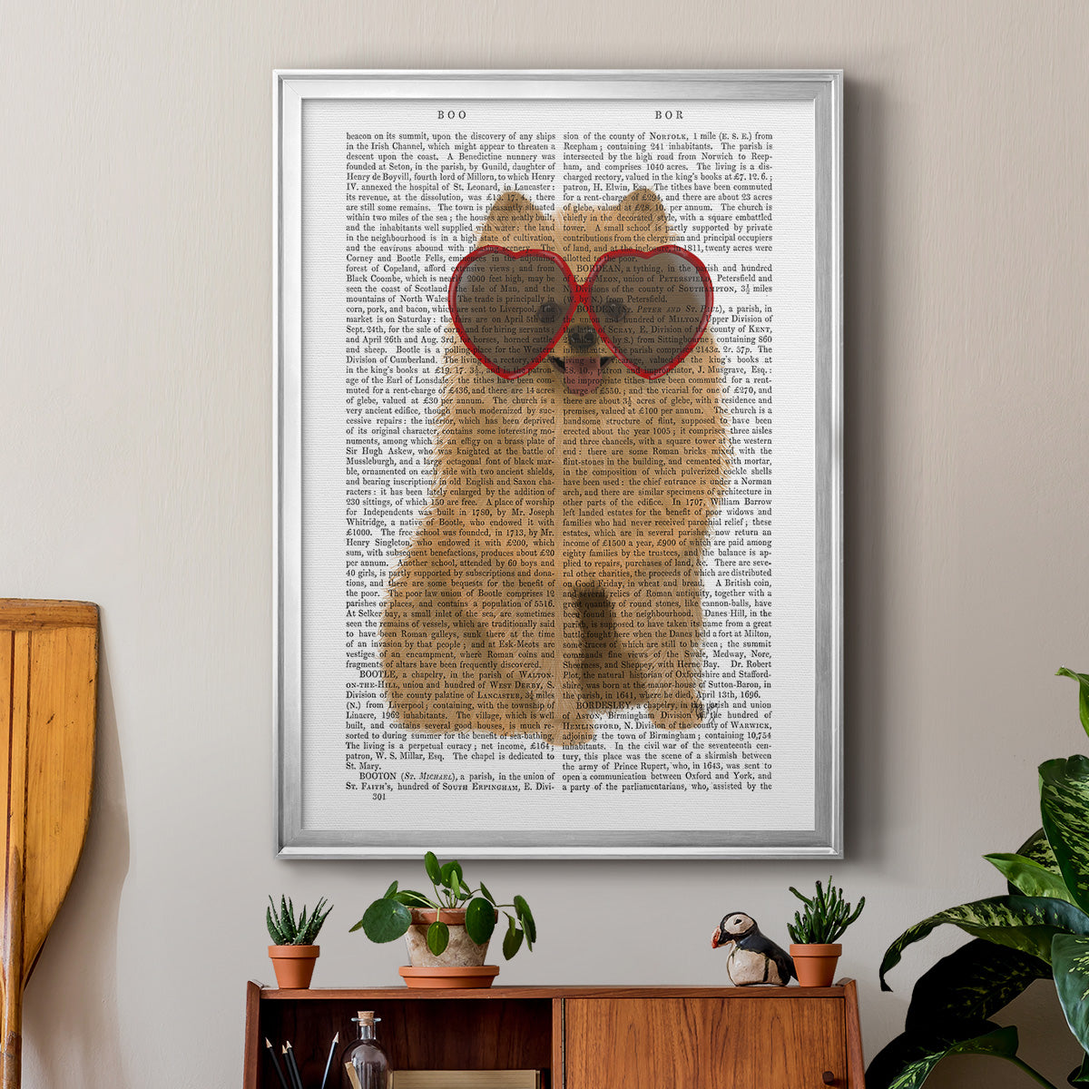 Pomeranian and Heart Glasses Premium Framed Print - Ready to Hang