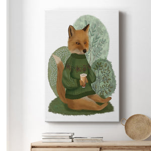 Latte Fox in Sweater Premium Gallery Wrapped Canvas - Ready to Hang