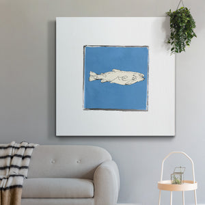 Block Print Fish IX-Premium Gallery Wrapped Canvas - Ready to Hang