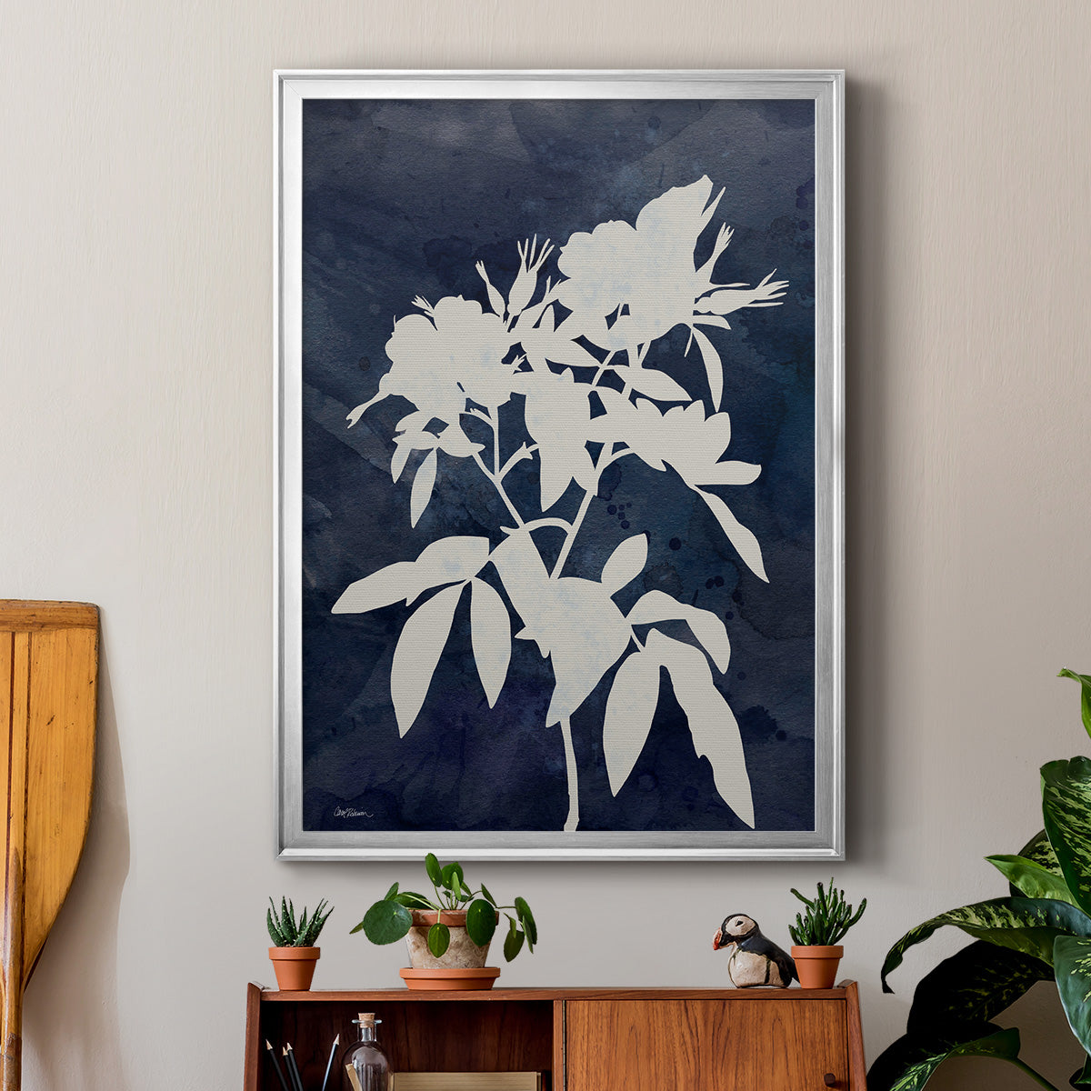 Indigo Botanical I Revisited Premium Framed Print - Ready to Hang