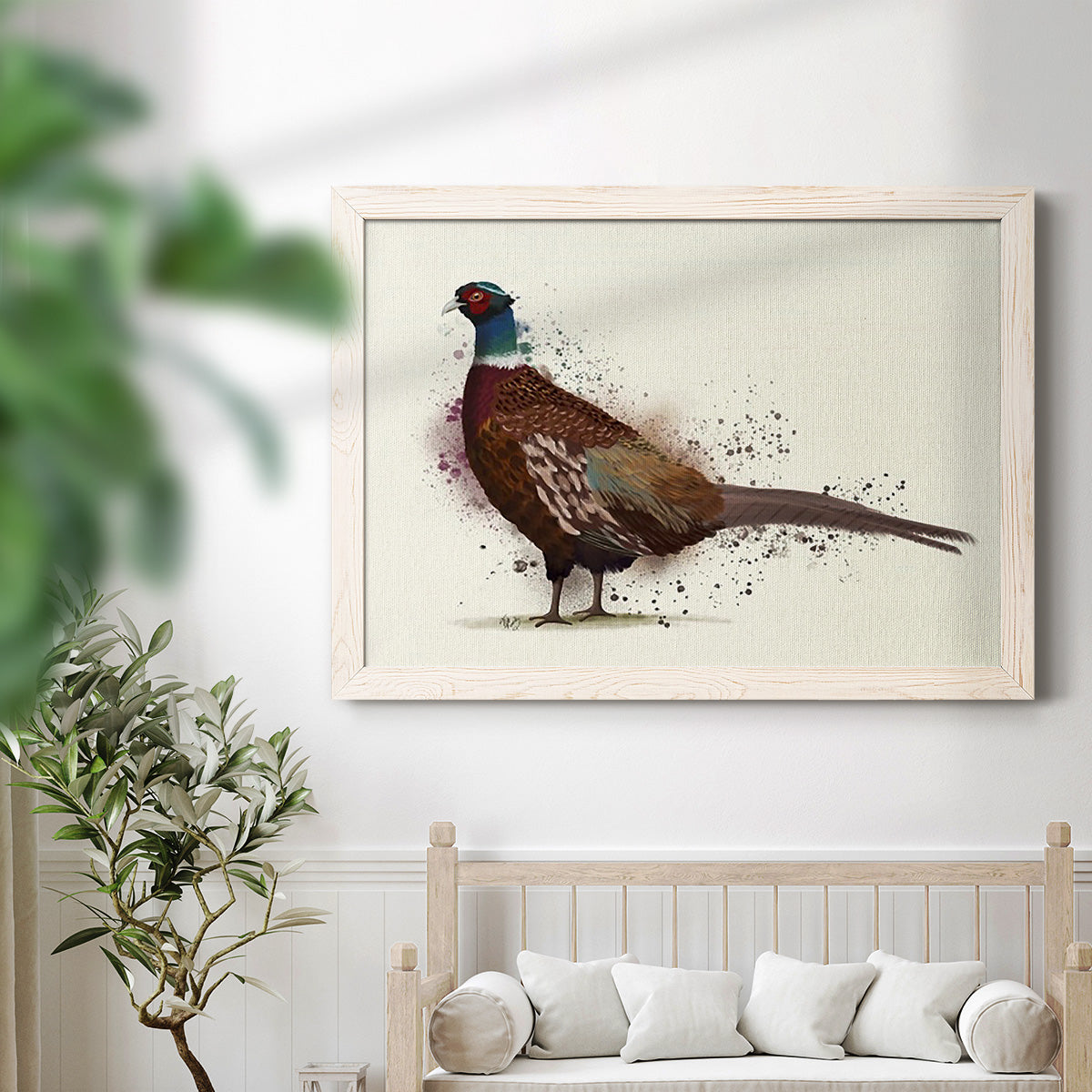 Pheasant Splash 1-Premium Framed Canvas - Ready to Hang