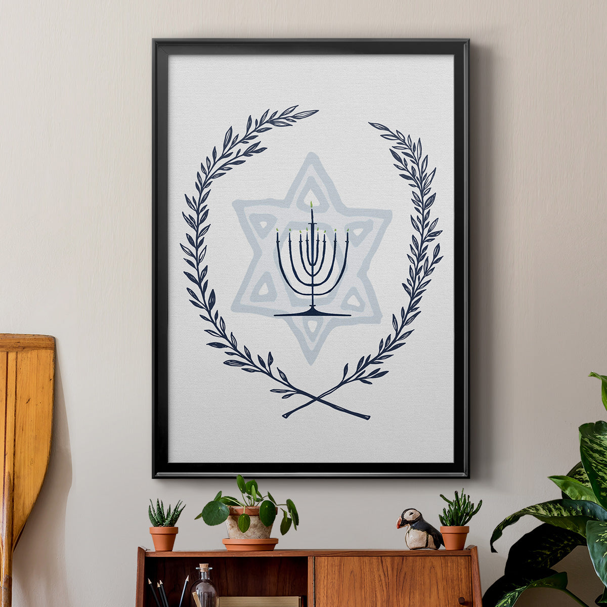 Happy Hanukkah I Premium Framed Print - Ready to Hang