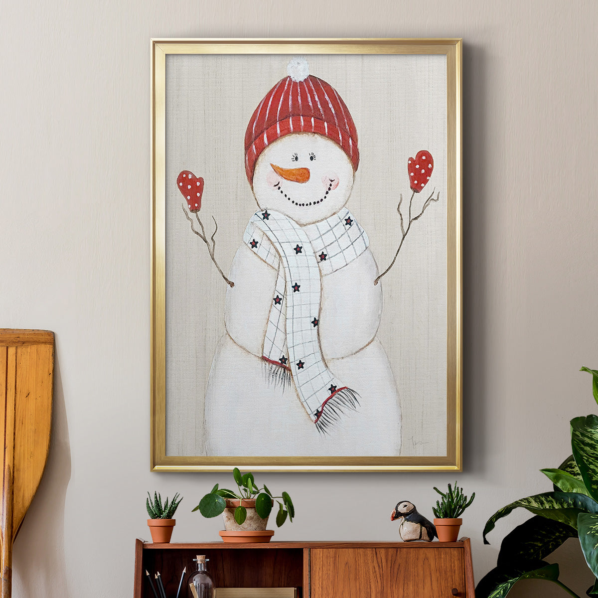 Festive Snowman III Premium Framed Print - Ready to Hang