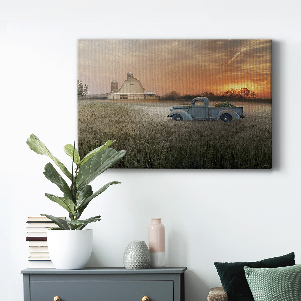 Evening Farm Premium Gallery Wrapped Canvas - Ready to Hang