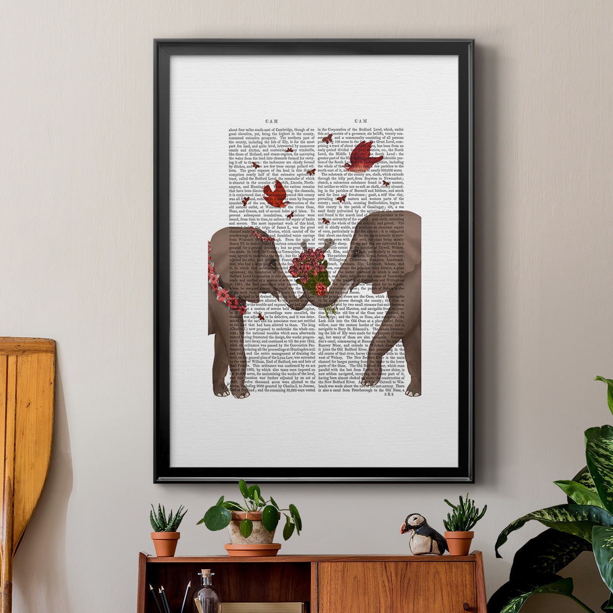 Elephant Bouquet, Portrait Premium Framed Print - Ready to Hang