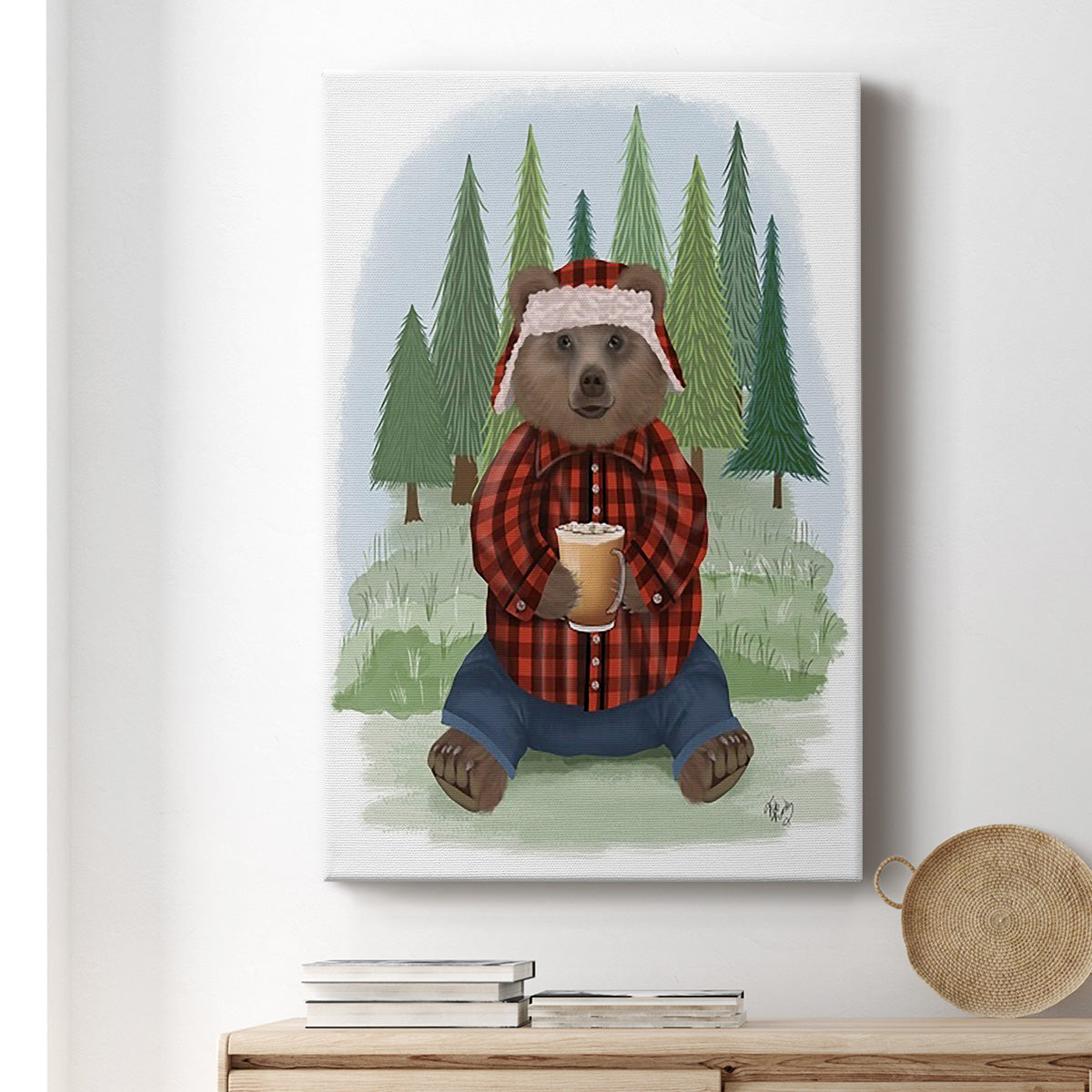 Lumberjack Bear Latte Premium Gallery Wrapped Canvas - Ready to Hang