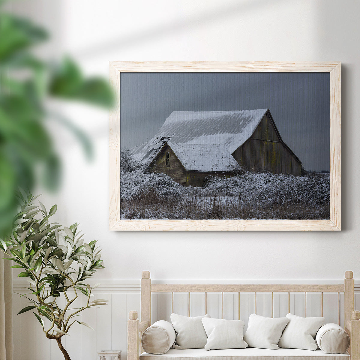 Winter Barn-Premium Framed Canvas - Ready to Hang