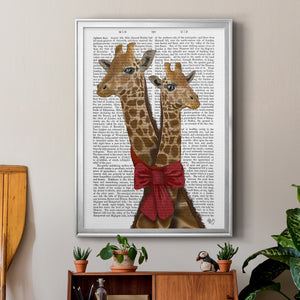 Giraffes and Bow Premium Framed Print - Ready to Hang