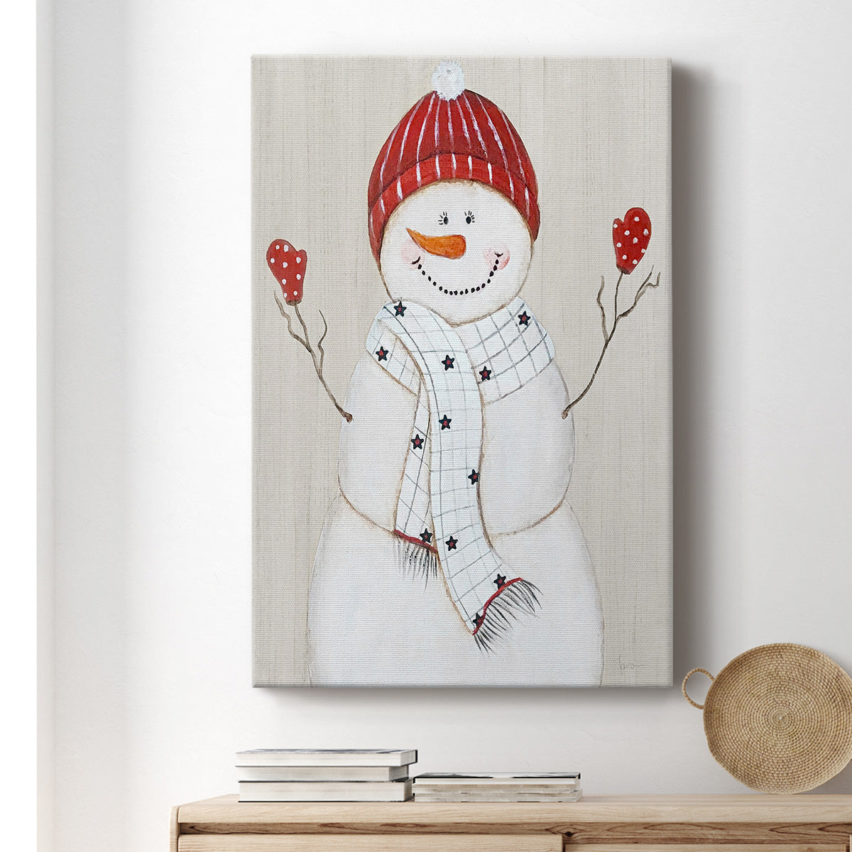 Festive Snowman III Premium Gallery Wrapped Canvas - Ready to Hang