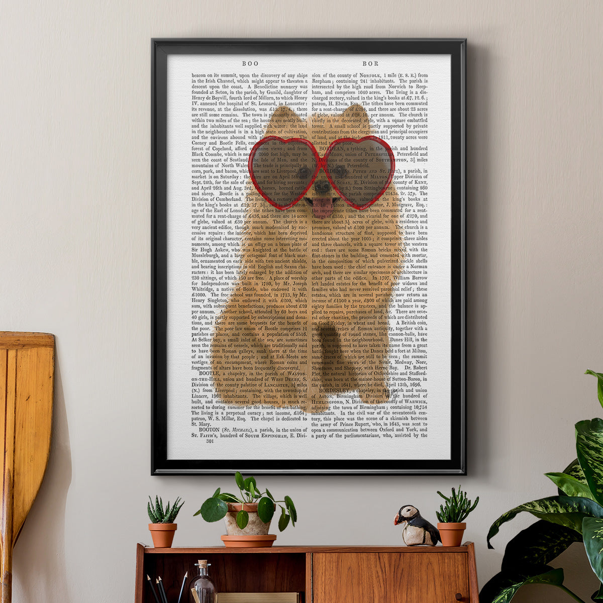 Pomeranian and Heart Glasses Premium Framed Print - Ready to Hang