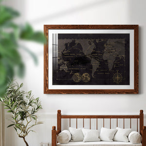 Black Gold Map-Premium Framed Print - Ready to Hang