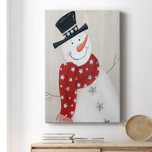 Festive Snowman I Premium Gallery Wrapped Canvas - Ready to Hang