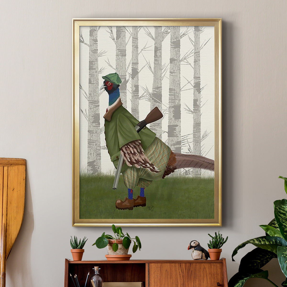 Pheasant Shooting Party 1 Premium Framed Print - Ready to Hang