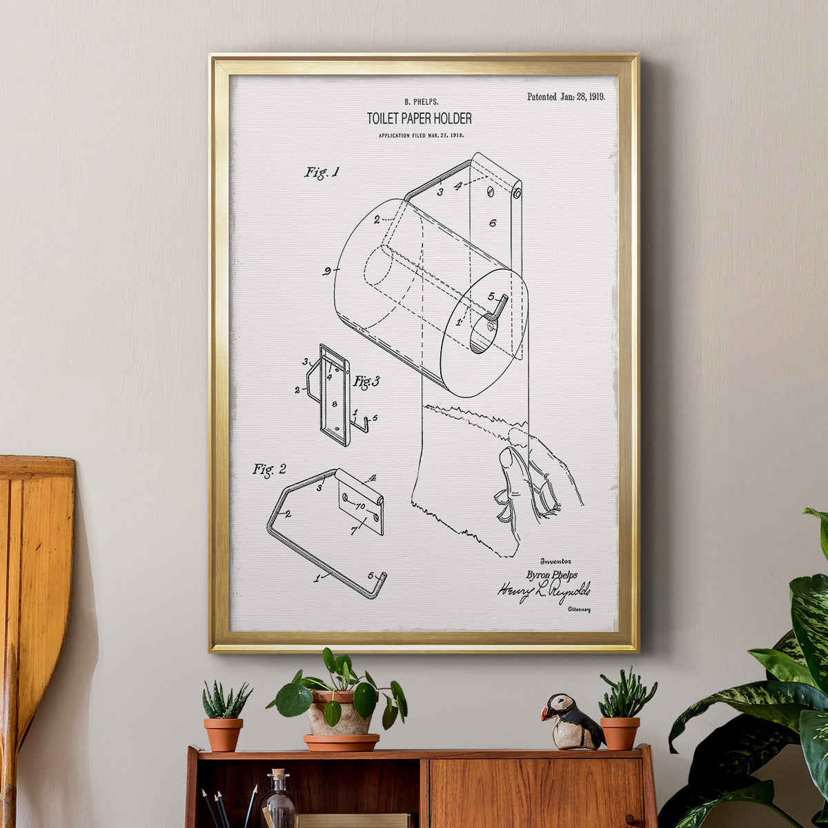 Toilet Paper Patent II Premium Framed Print - Ready to Hang