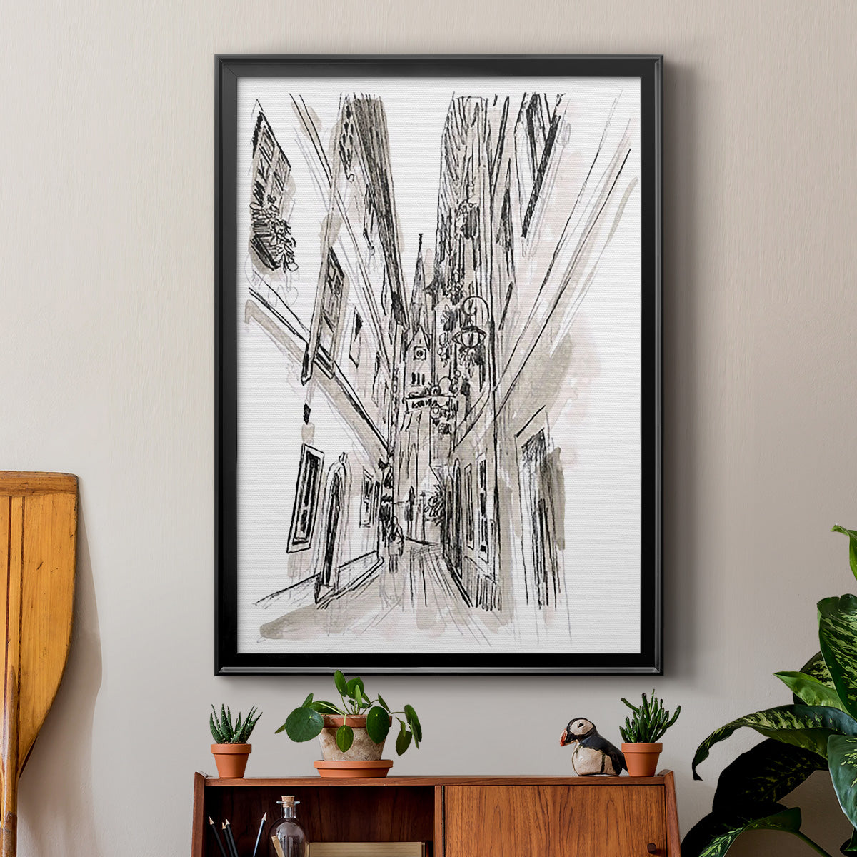 Europe Street Sketches III Premium Framed Print - Ready to Hang