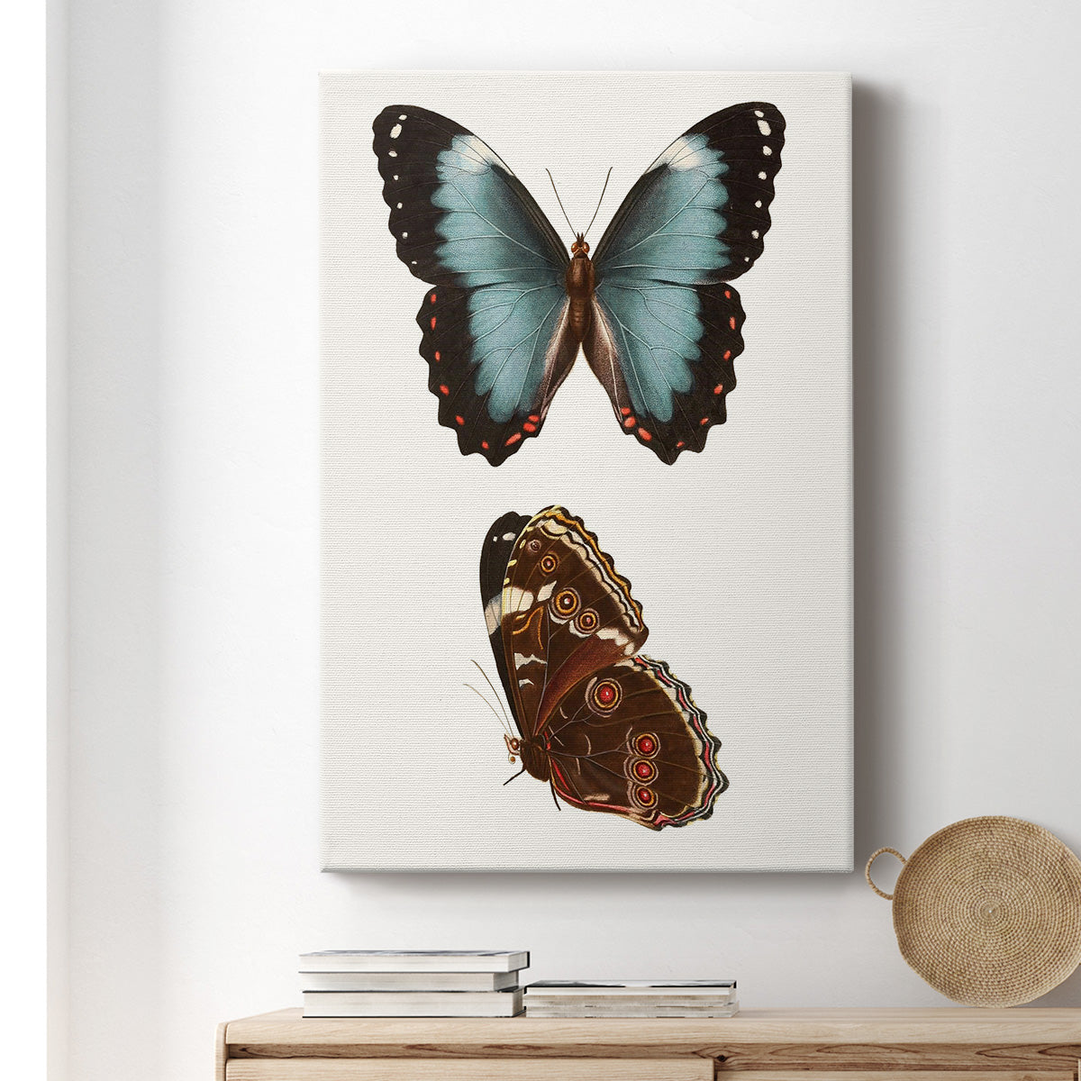 Antique Blue Butterflies IV Premium Gallery Wrapped Canvas - Ready to Hang